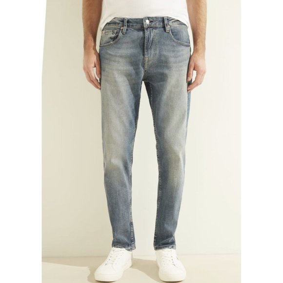 Guess Men's Athletic Tapered Jeans Blue Granite Wash Size 38